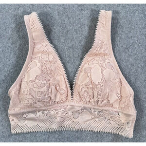 Aerie Lace Padded Plunge Bralette Size Small Beige New Wireless